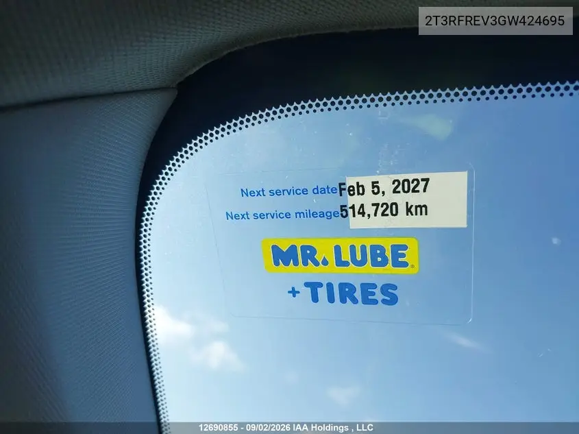 2016 TOYOTA RAV 4 VIN 2T3RFREV3GW424695 — фото 14