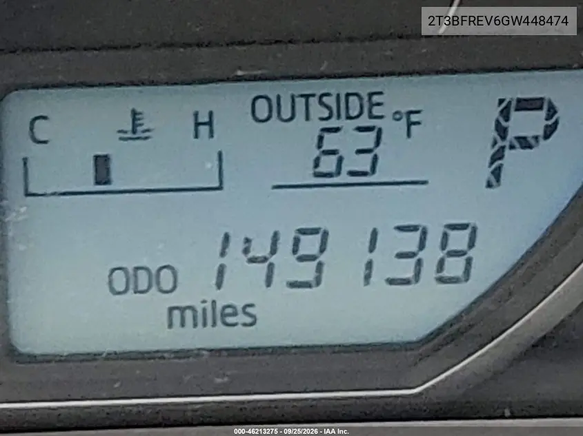 2016 TOYOTA RAV 4 VIN 2T3BFREV6GW448474 — фото 15
