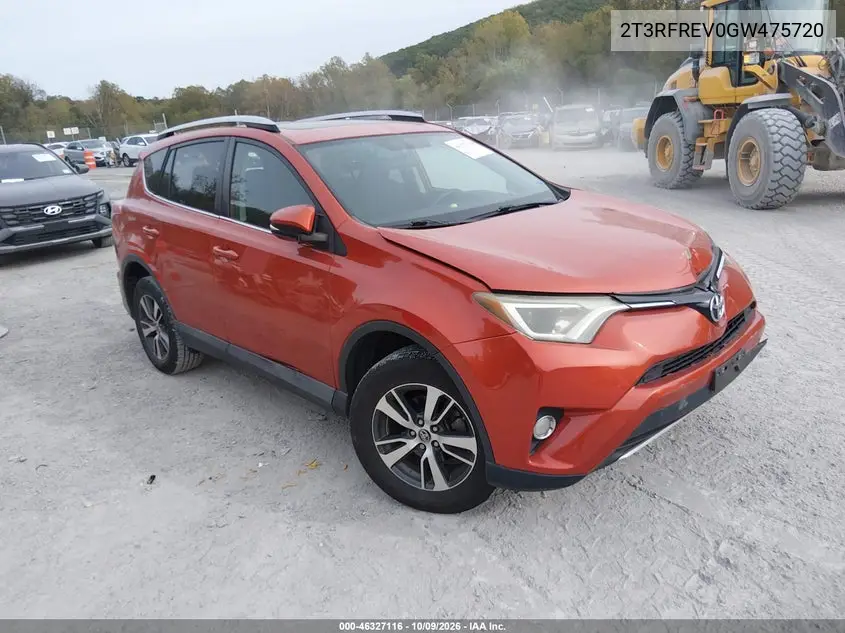 TOYOTA RAV 4 2016, VIN 2T3RFREV0GW475720