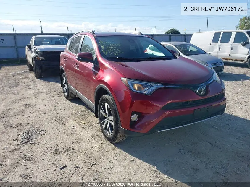 TOYOTA RAV 4 2018, VIN 2T3RFREV1JW796172