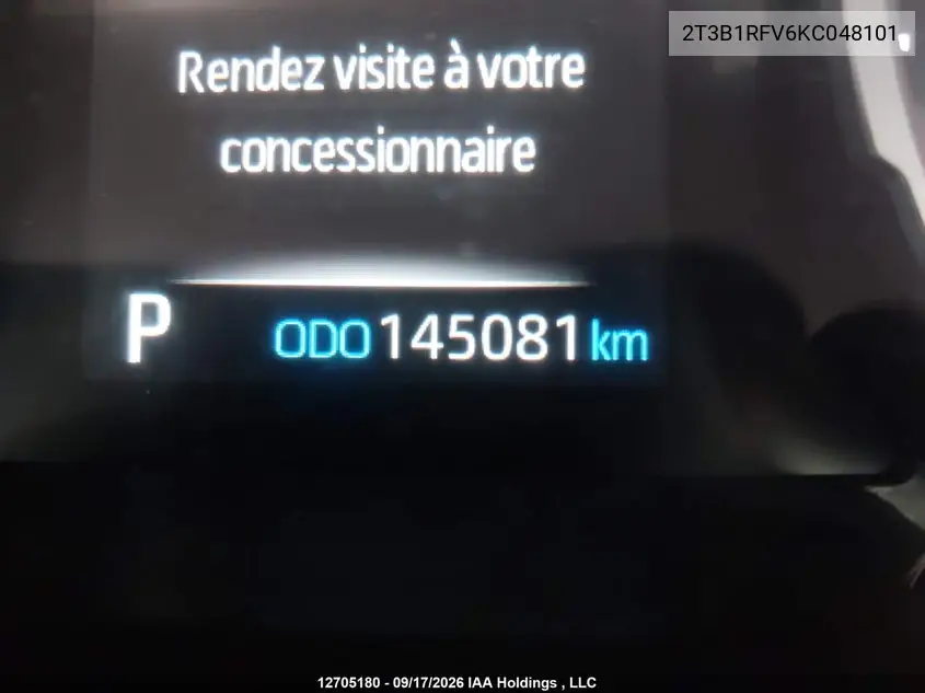 2019 TOYOTA RAV 4 VIN 2T3B1RFV6KC048101 — фото 16