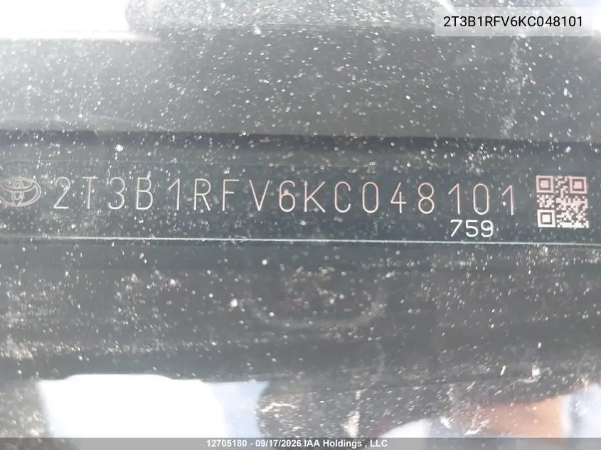 2019 TOYOTA RAV 4 VIN 2T3B1RFV6KC048101 — фото 20