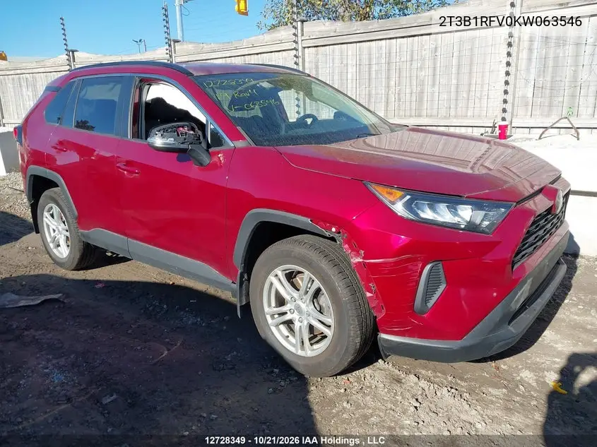 TOYOTA RAV 4 2019, VIN 2T3B1RFV0KW063546