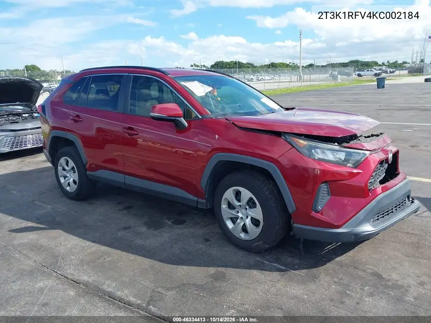 TOYOTA RAV 4 2019, VIN 2T3K1RFV4KC002184