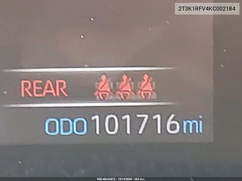 2019 TOYOTA RAV 4 VIN 2T3K1RFV4KC002184 — фото 15