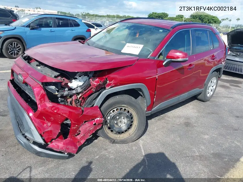 2019 TOYOTA RAV 4 VIN 2T3K1RFV4KC002184 — фото 2