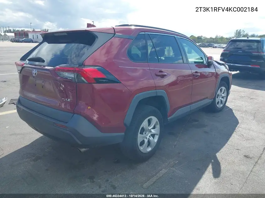 2019 TOYOTA RAV 4 VIN 2T3K1RFV4KC002184 — фото 4