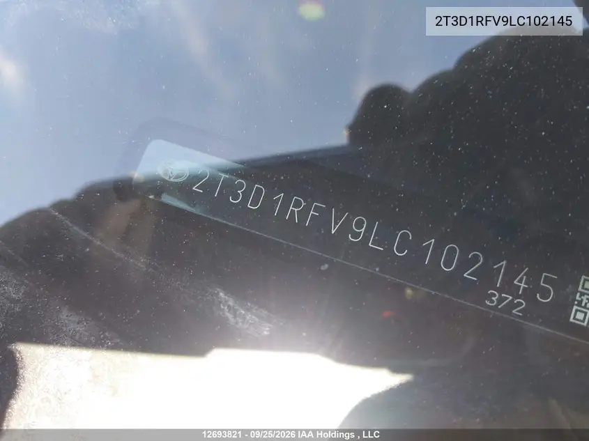 2020 TOYOTA RAV 4 VIN 2T3D1RFV9LC102145 — фото 19