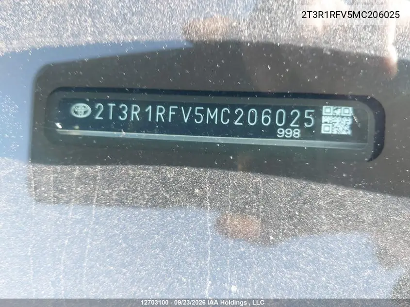 2021 TOYOTA RAV 4 VIN 2T3R1RFV5MC206025 — фото 19