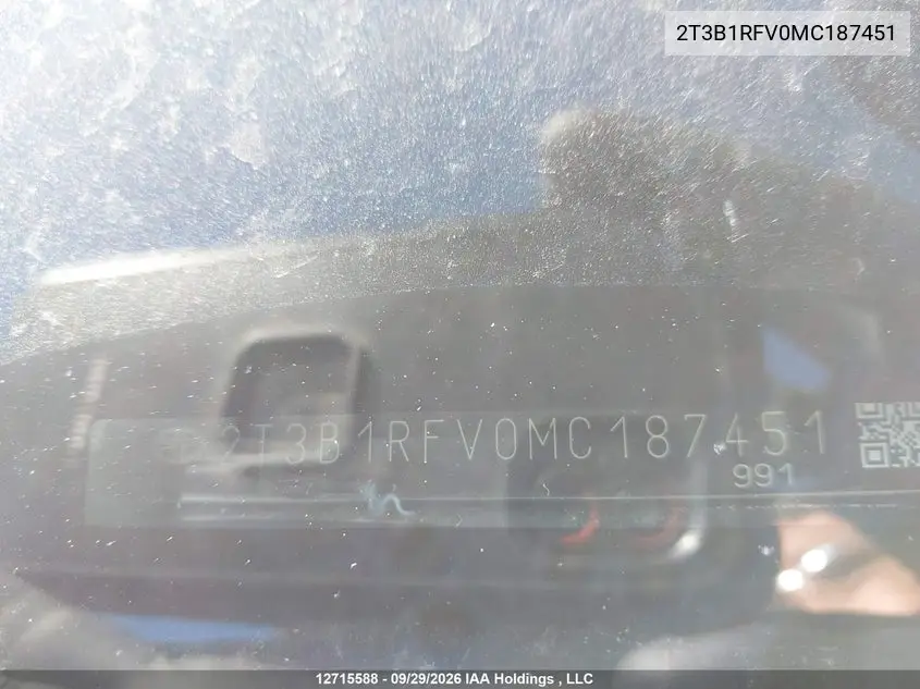 2021 TOYOTA RAV 4 VIN 2T3B1RFV0MC187451 — фото 19