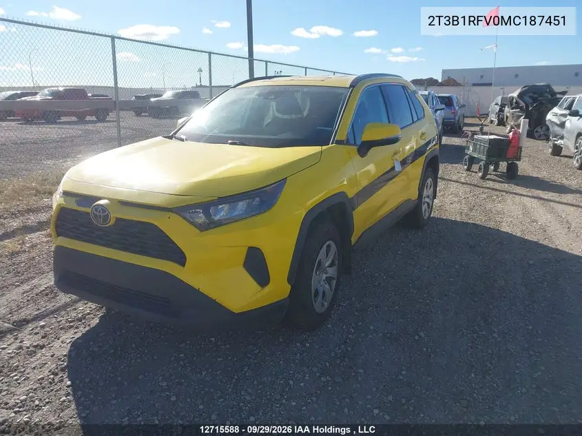 2021 TOYOTA RAV 4 VIN 2T3B1RFV0MC187451 — фото 2