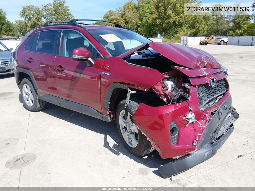 TOYOTA RAV 4 2021, VIN 2T3R6RFV3MW011539