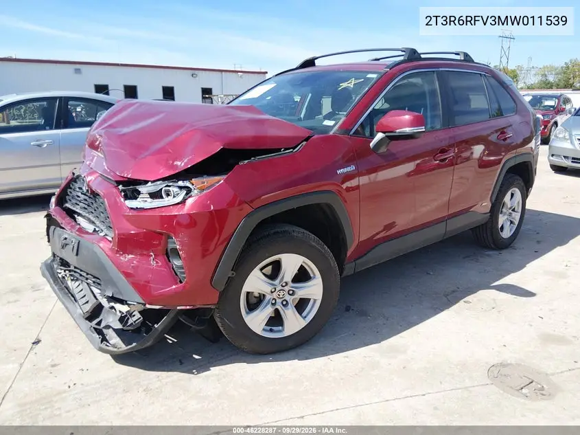 2021 TOYOTA RAV 4 VIN 2T3R6RFV3MW011539 — фото 2