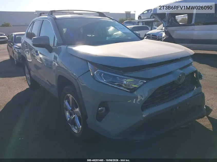 TOYOTA RAV 4 2021, VIN 2T3B6RFV1MW026090