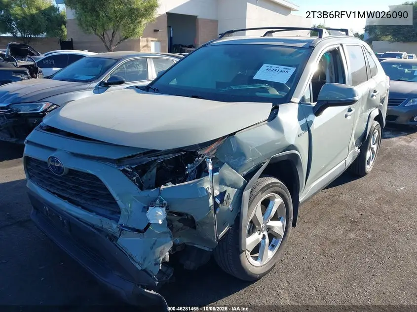 2021 TOYOTA RAV 4 VIN 2T3B6RFV1MW026090 — фото 2