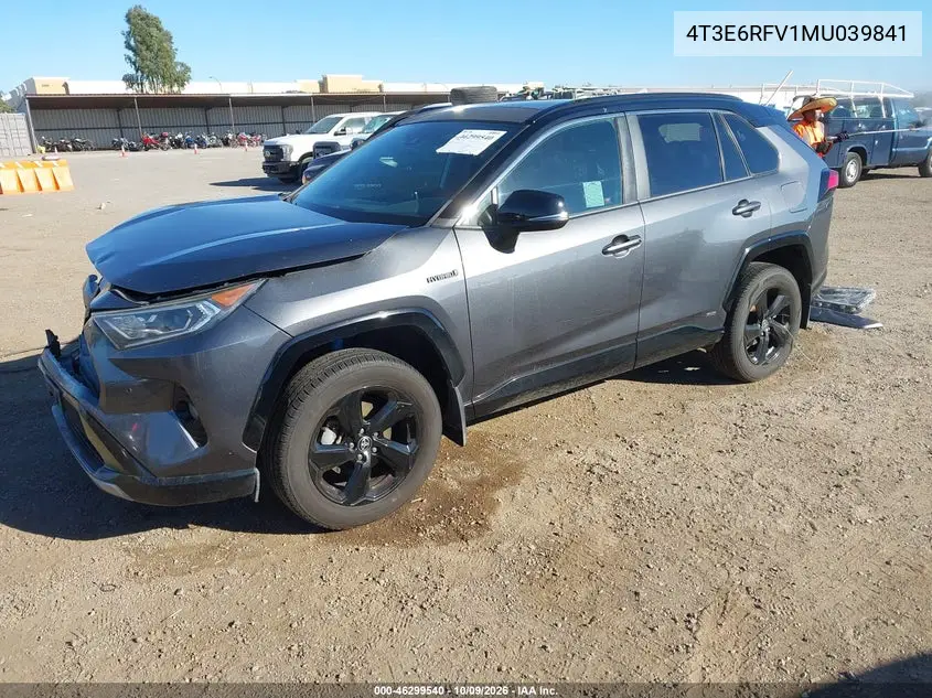2021 TOYOTA RAV 4 VIN 4T3E6RFV1MU039841 — фото 2