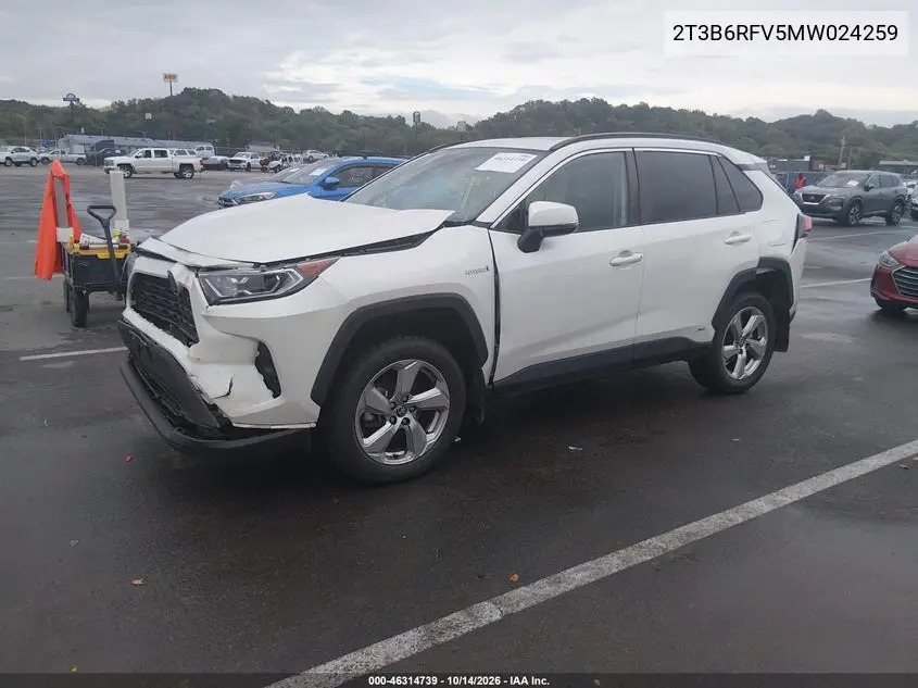 2021 TOYOTA RAV 4 VIN 2T3B6RFV5MW024259 — фото 2