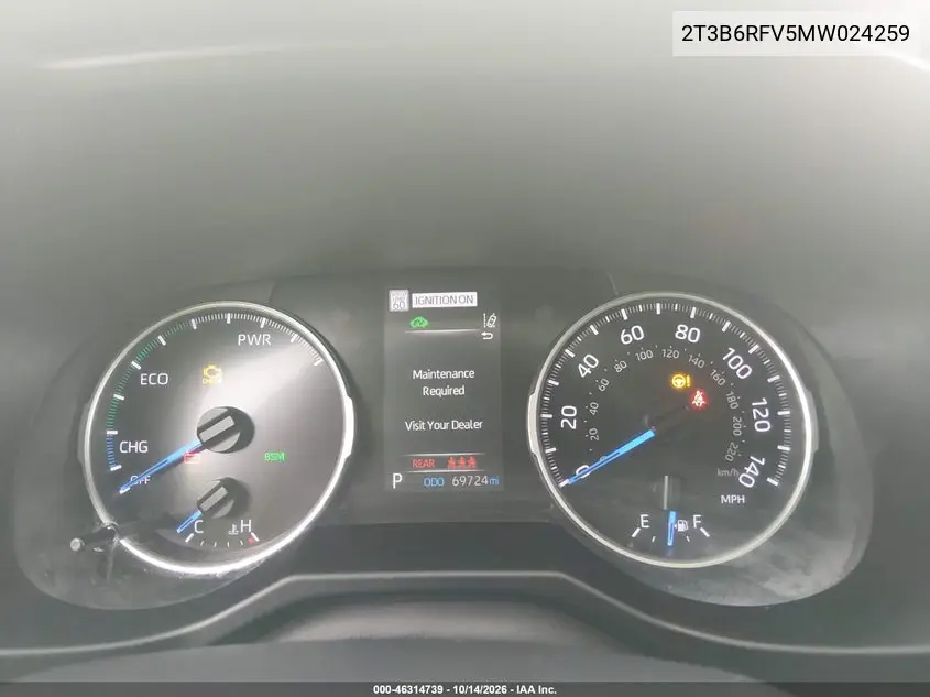 2021 TOYOTA RAV 4 VIN 2T3B6RFV5MW024259 — фото 7