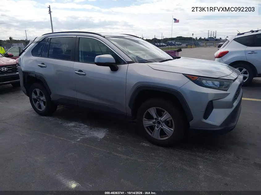 TOYOTA RAV 4 2021, VIN 2T3K1RFVXMC092203