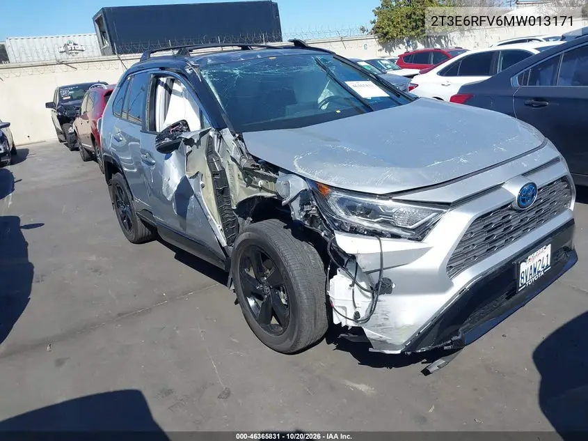 TOYOTA RAV 4 2021, VIN 2T3E6RFV6MW013171