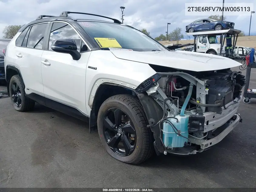 TOYOTA RAV 4 2021, VIN 2T3E6RFV7MW005113