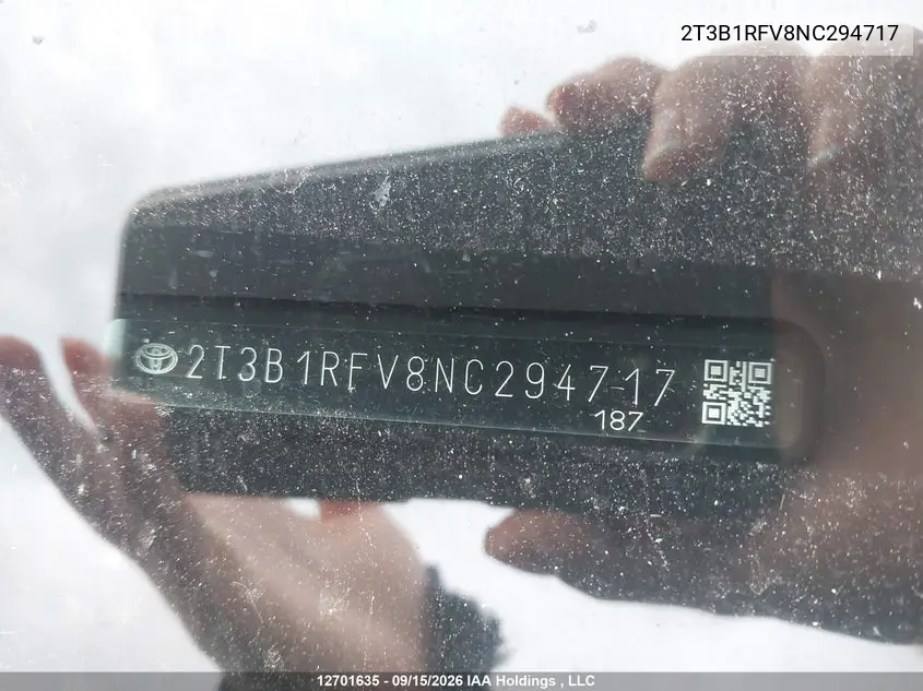 2022 TOYOTA RAV 4 VIN 2T3B1RFV8NC294717 — фото 20