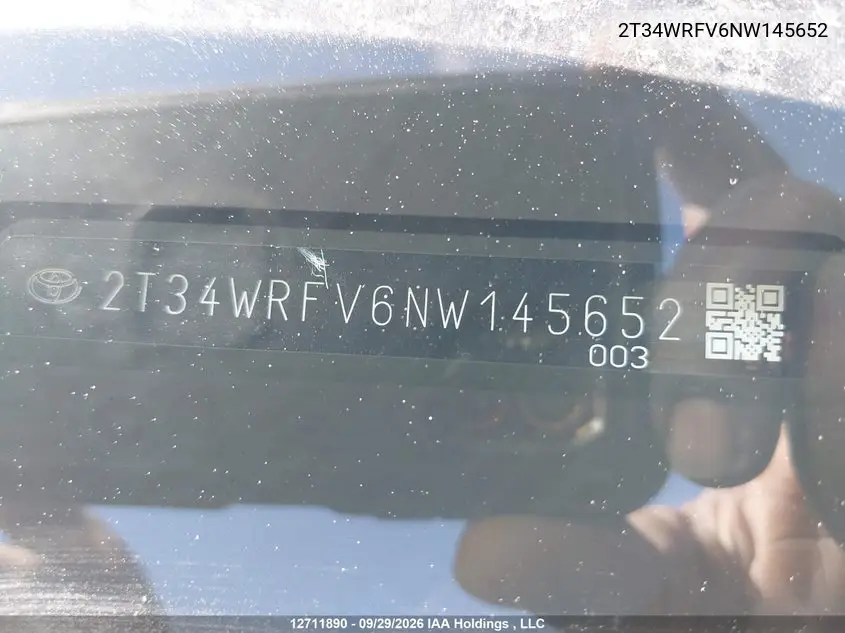 2022 TOYOTA RAV 4 VIN 2T34WRFV6NW145652 — фото 18