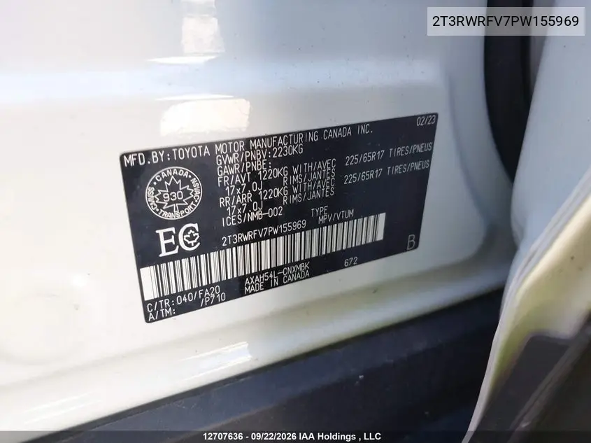 2023 TOYOTA RAV 4 VIN 2T3RWRFV7PW155969 — фото 19
