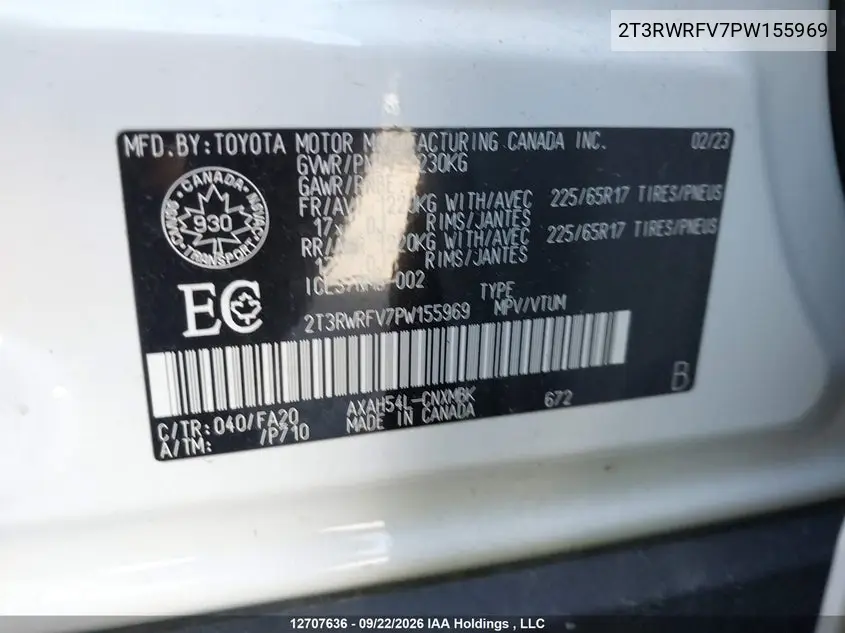 2023 TOYOTA RAV 4 VIN 2T3RWRFV7PW155969 — фото 9