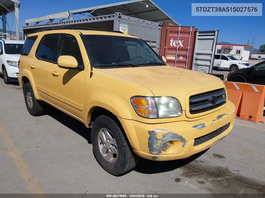 TOYOTA SEQUOIA 2001, VIN 5TDZT38A51S027576