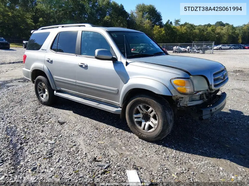 TOYOTA SEQUOIA 2002, VIN 5TDZT38A42S061994