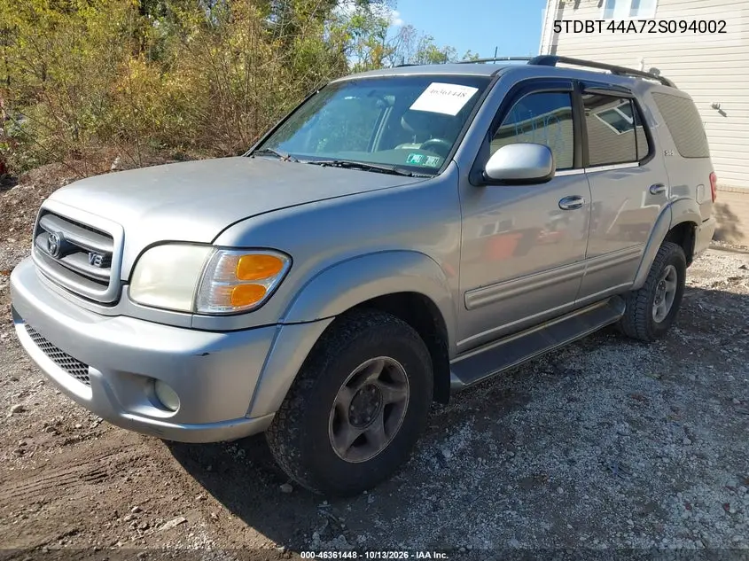 2002 TOYOTA SEQUOIA VIN 5TDBT44A72S094002 — фото 2