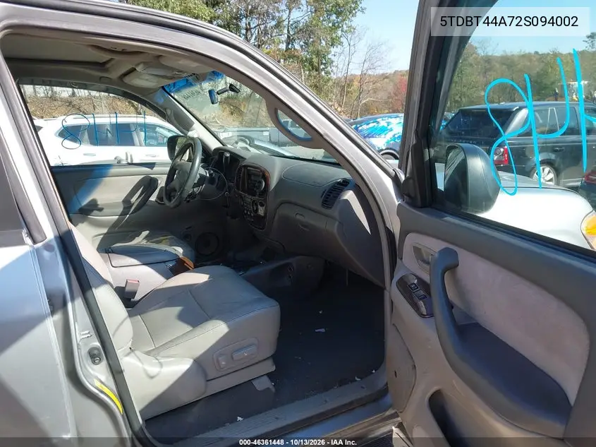 2002 TOYOTA SEQUOIA VIN 5TDBT44A72S094002 — фото 5