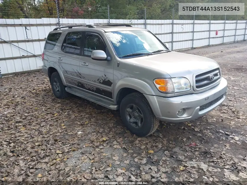 TOYOTA SEQUOIA 2003, VIN 5TDBT44A13S152543