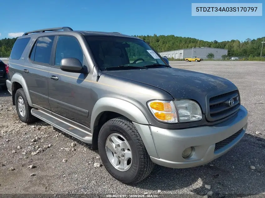 TOYOTA SEQUOIA 2003, VIN 5TDZT34A03S170797
