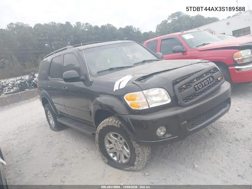 TOYOTA SEQUOIA 2003, VIN 5TDBT44AX3S189588