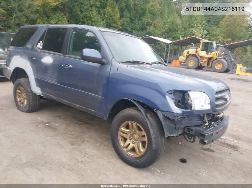 TOYOTA SEQUOIA 2004, VIN 5TDBT44A04S216119