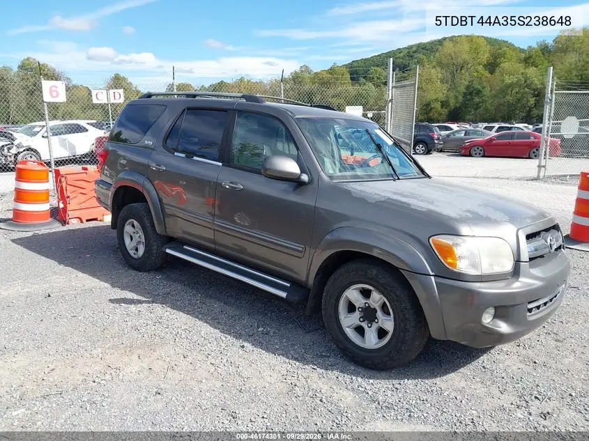 TOYOTA SEQUOIA 2005, VIN 5TDBT44A35S238648