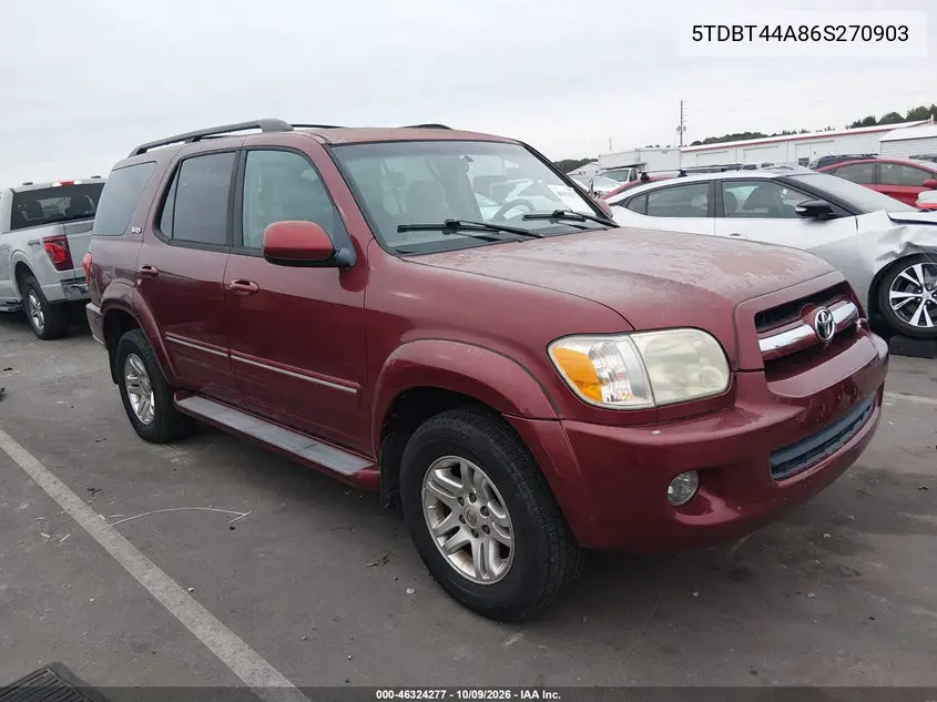 TOYOTA SEQUOIA 2006, VIN 5TDBT44A86S270903