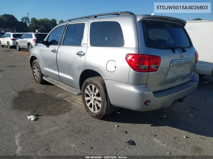 2010 TOYOTA SEQUOIA VIN 5TDJW5G15AS026803 — фото 3
