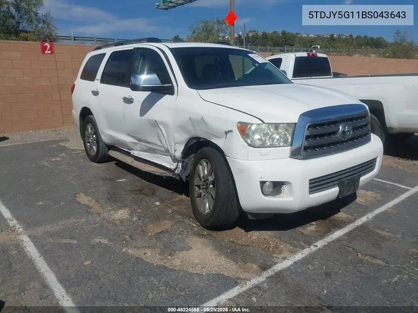 TOYOTA SEQUOIA 2011, VIN 5TDJY5G11BS043643