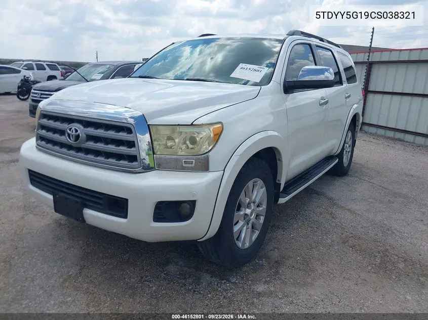 2012 TOYOTA SEQUOIA VIN 5TDYY5G19CS038321 — фото 2