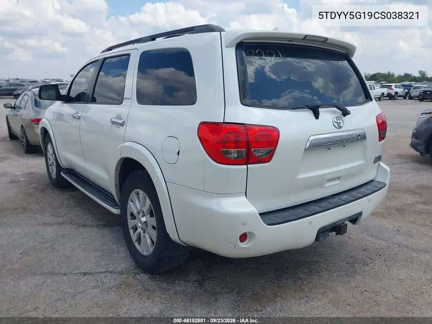 2012 TOYOTA SEQUOIA VIN 5TDYY5G19CS038321 — фото 3