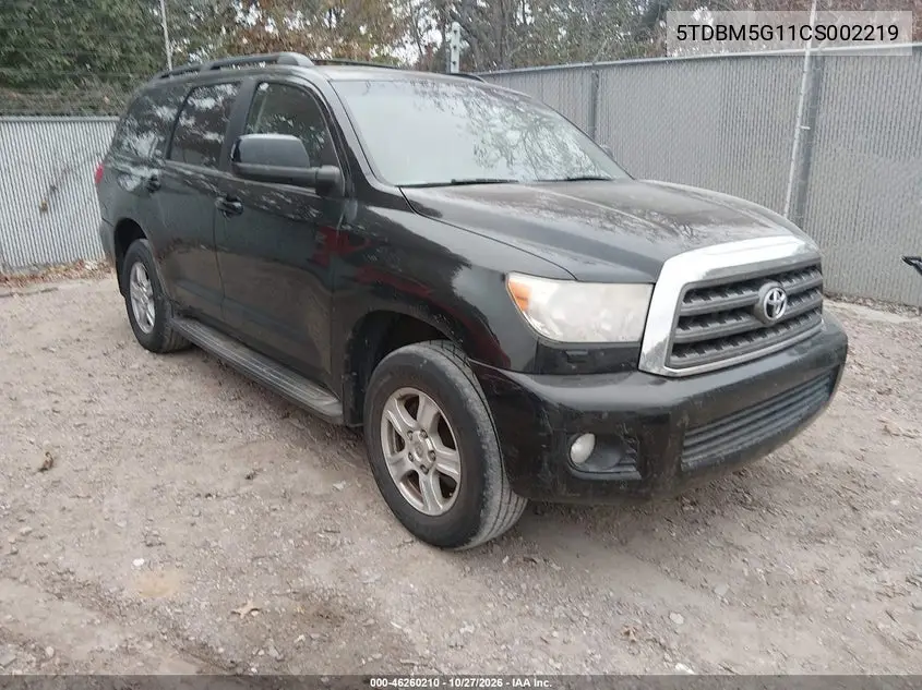 TOYOTA SEQUOIA 2012, VIN 5TDBM5G11CS002219