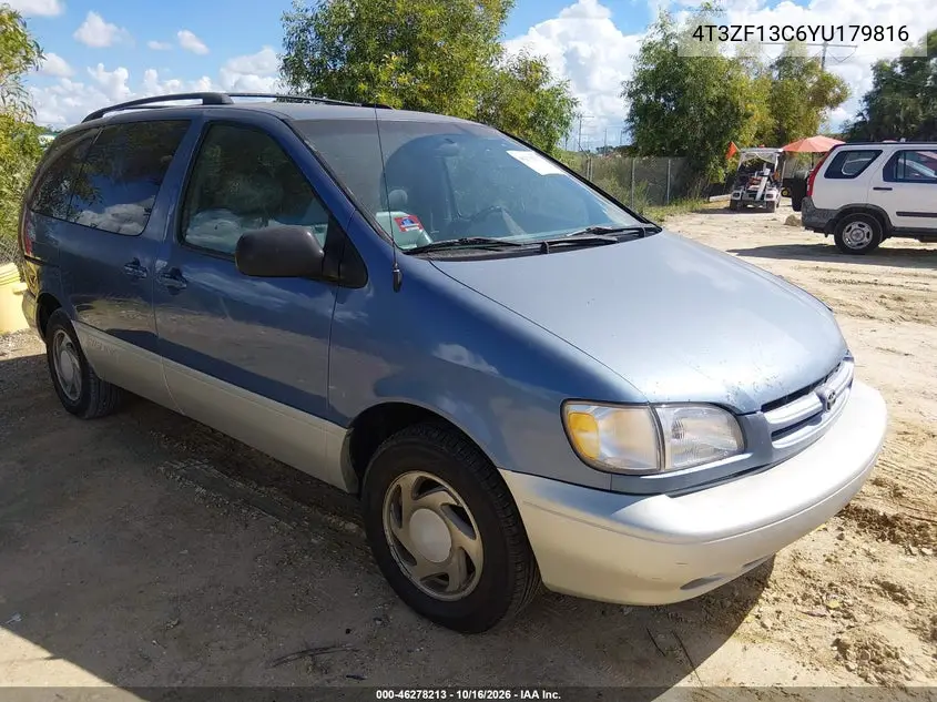 TOYOTA SIENNA 2000, VIN 4T3ZF13C6YU179816
