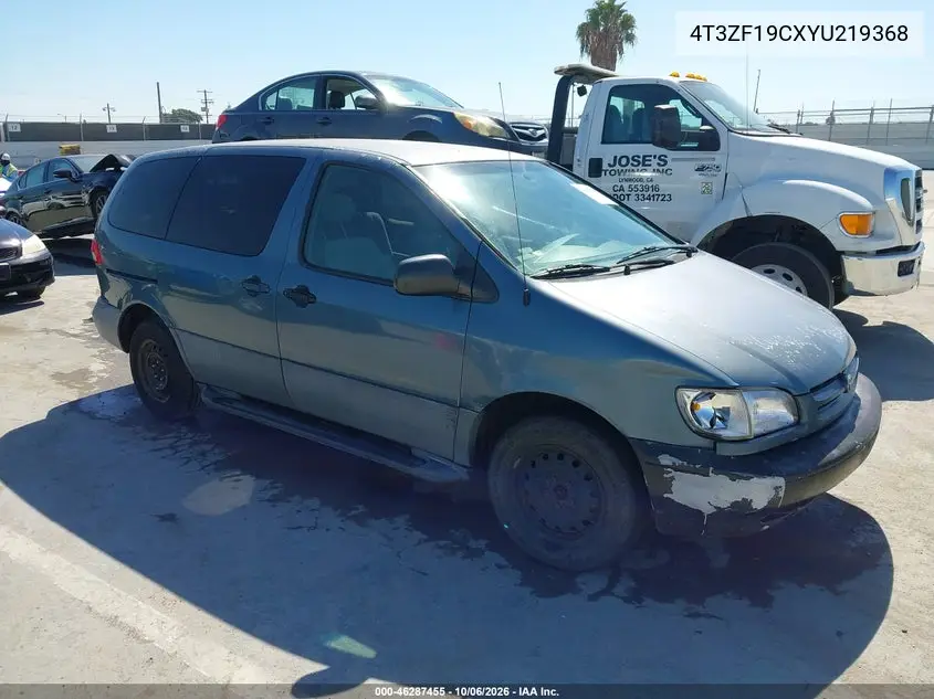 TOYOTA SIENNA 2000, VIN 4T3ZF19CXYU219368