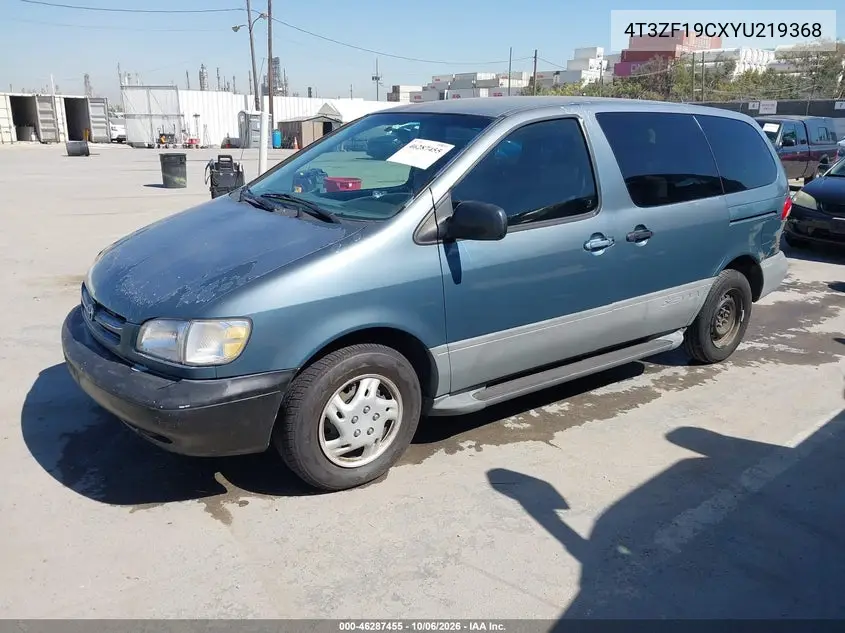 2000 TOYOTA SIENNA VIN 4T3ZF19CXYU219368 — фото 2