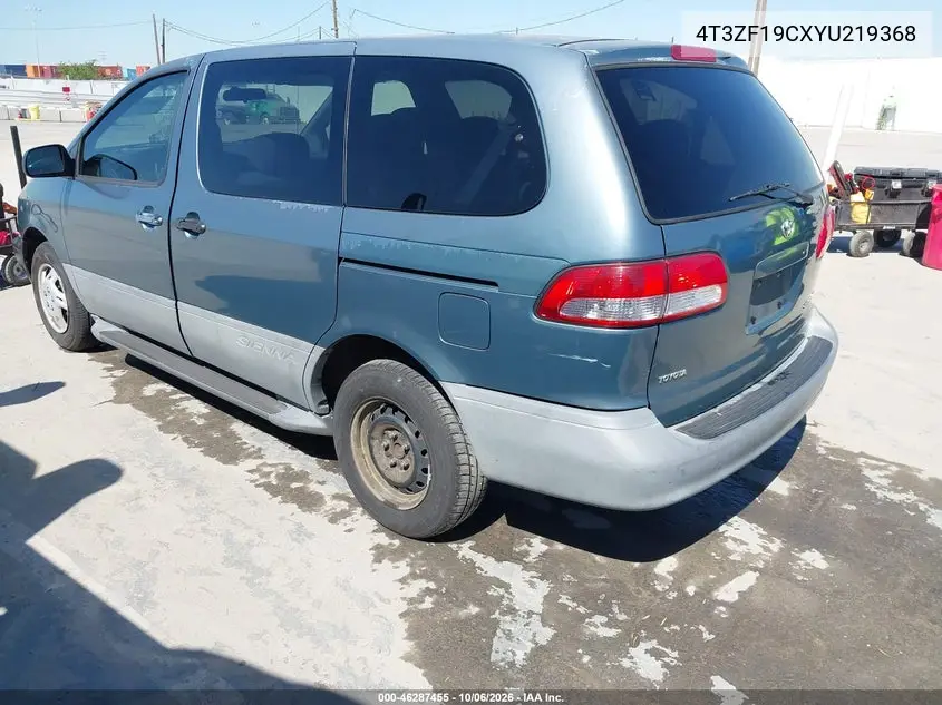 2000 TOYOTA SIENNA VIN 4T3ZF19CXYU219368 — фото 3