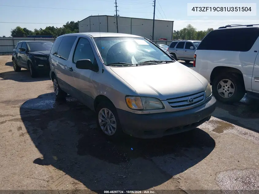 TOYOTA SIENNA 2001, VIN 4T3ZF19C81U351504
