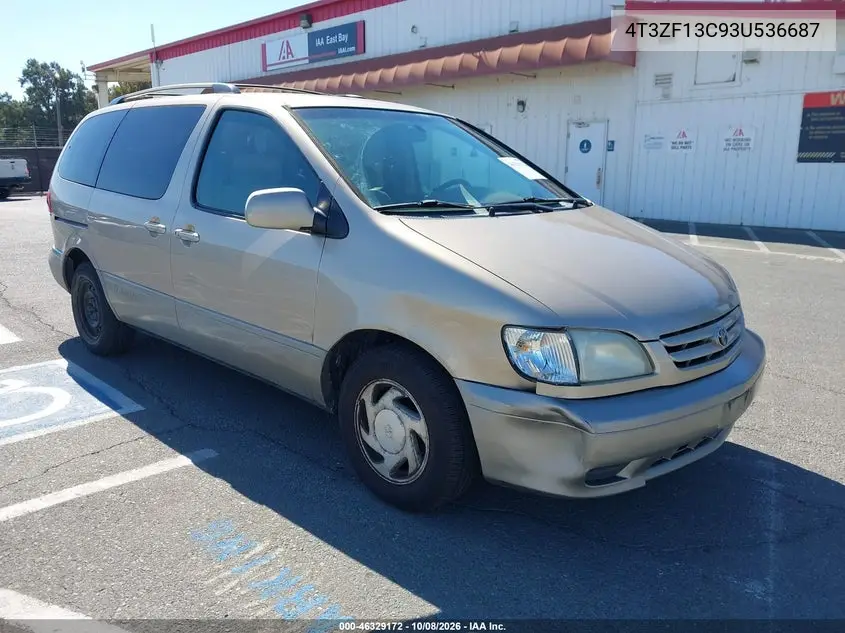 TOYOTA SIENNA 2003, VIN 4T3ZF13C93U536687